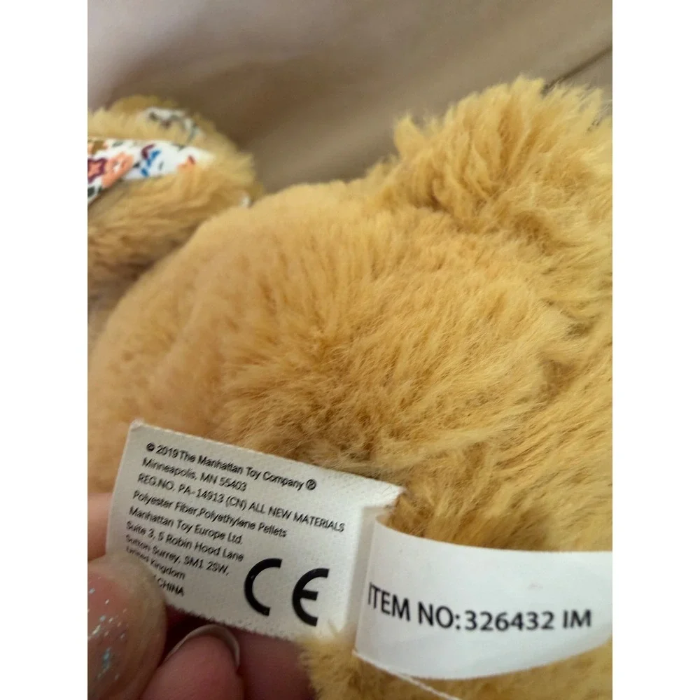 Manhattan Toy Company Tan Bunny Rabbit Plush Floral Ears Stuffed Animal